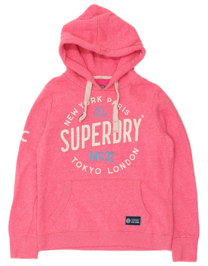 Superdry Damen-Kapuzenpullover mit Grafik, UK 14, mittelrosa, Polyester