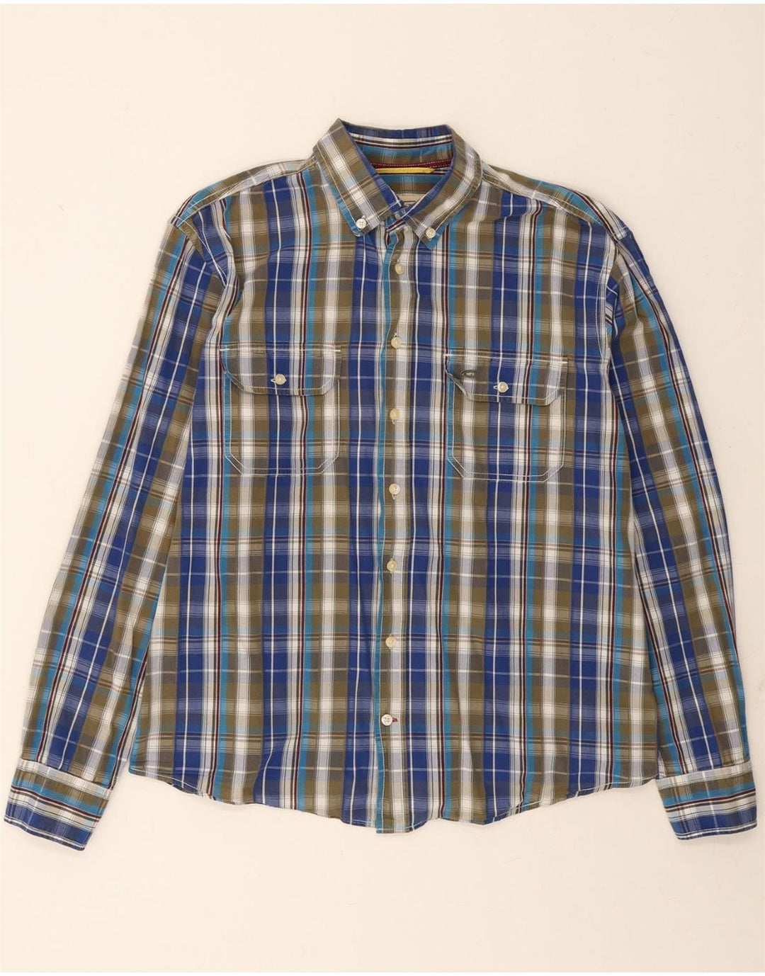 CAMEL ACTIVE Mens Flannel Shirt Large Blue Check Cotton Vintage Camel Active and Second-Hand Camel Active from Messina Hembry 