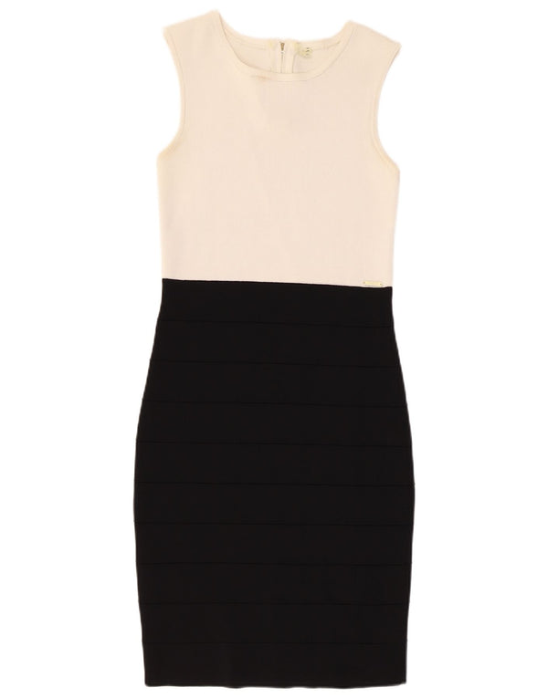 Guess Damen Ärmelloses, figurbetontes Kleid, UK 4 XS, Schwarz, Farbblock