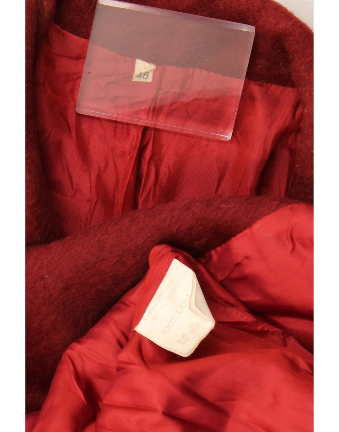 VINTAGE Zweireihiger Damenmantel IT 48 XL Burgunderrote Wolle