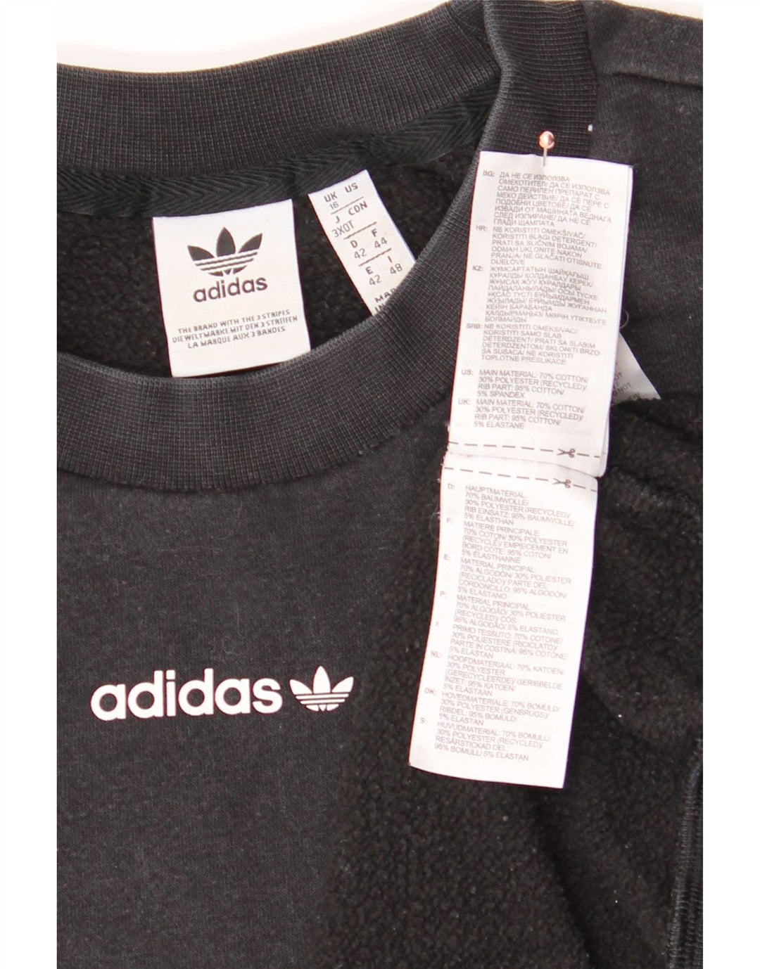 Adidas Womens Graphic Oversized Sweatshirt Pullover UK 16 Große schwarze Baumwolle