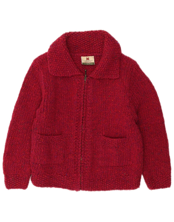 Carraig Donn Mädchen-Strickjacke, 9–10 Jahre, groß, Burgunderrot meliert