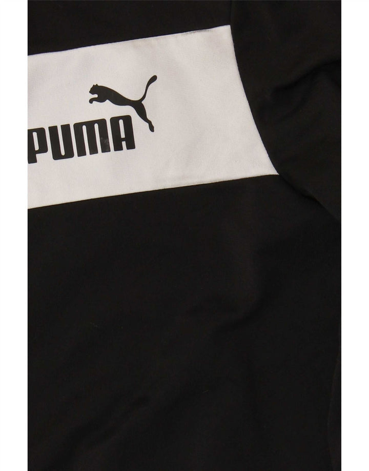 Puma Jungen-Trainingsanzug-Top-Jacke, 11–12 Jahre, schwarzes Farbblock-Polyester