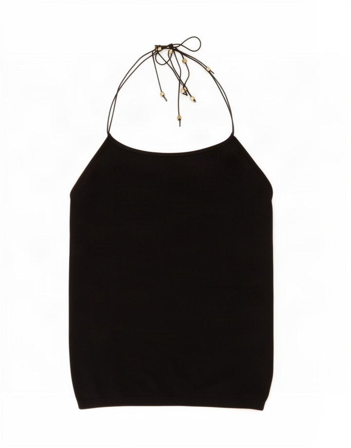 Massimo Dutti Damen Strick-Neckholder-Top UK 12 Medium Schwarz