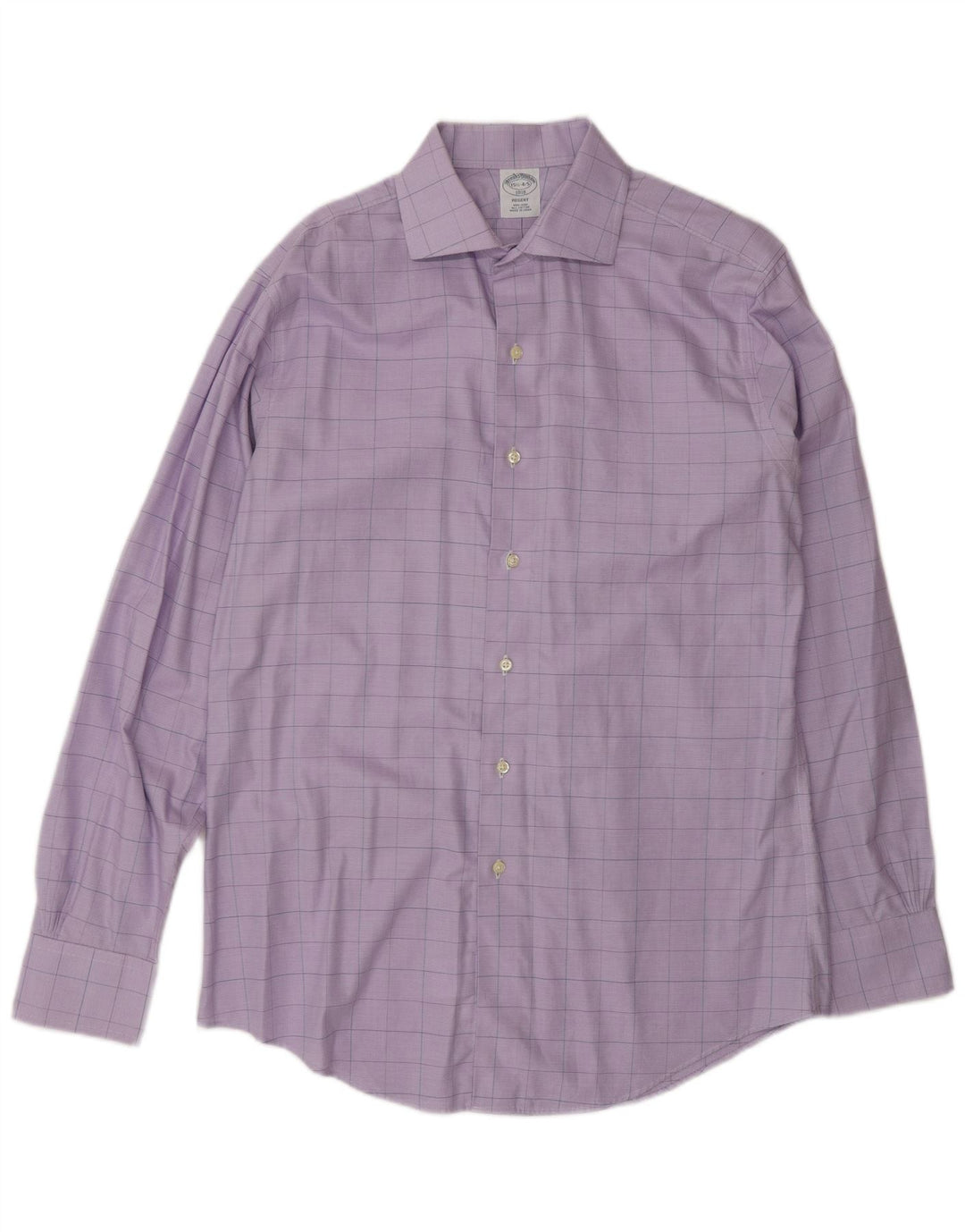 Brooks Brothers Herrenhemd, Größe 15 1/2, mittelviolette Karo-Baumwolle