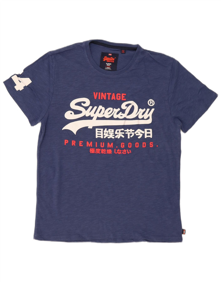 Superdry Herren Grafik T-Shirt Top 2XL Blau Baumwolle