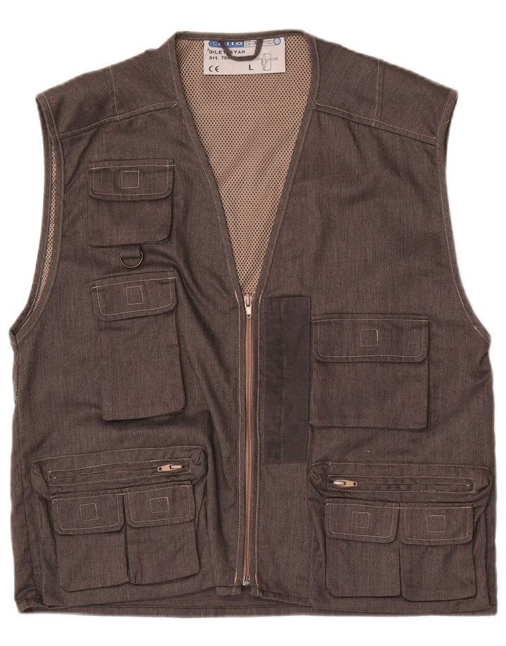 Sotto Zero Herren-Utility-Gilet UK 40 Large aus grauer Baumwolle