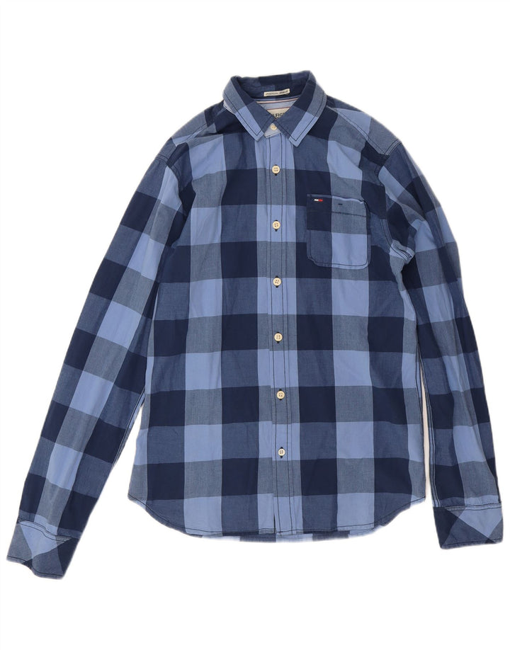 Tommy Hilfiger Herrenhemd, klein, marineblau, kariert, Baumwolle