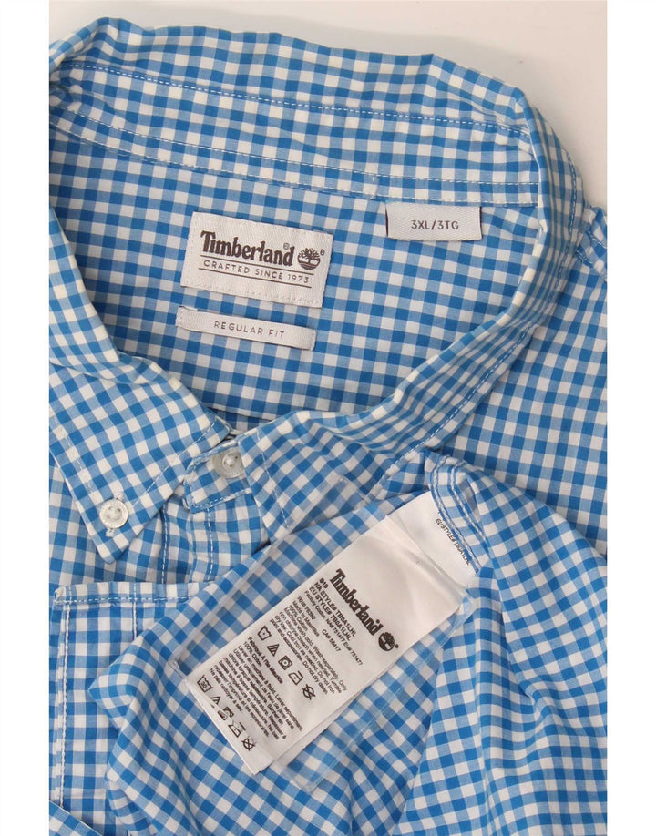 Timberland Herren-Hemd mit normaler Passform, 3XL, blaue Gingham-Baumwolle