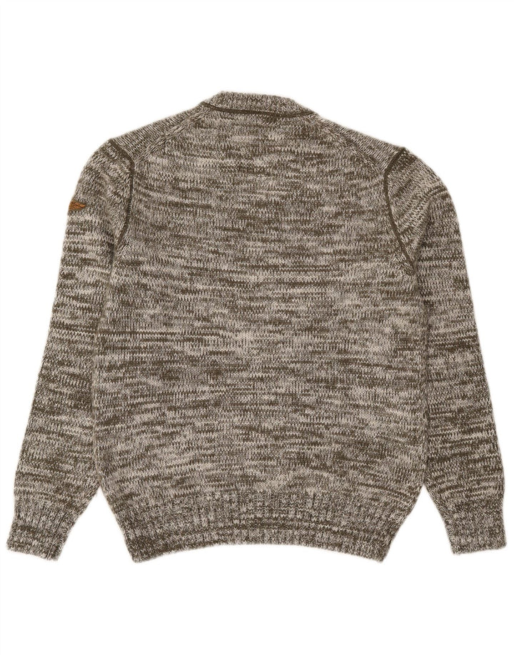 Aviazione Navale Herren-Pullover mit V-Ausschnitt, mittelgrau gesprenkelte Wolle