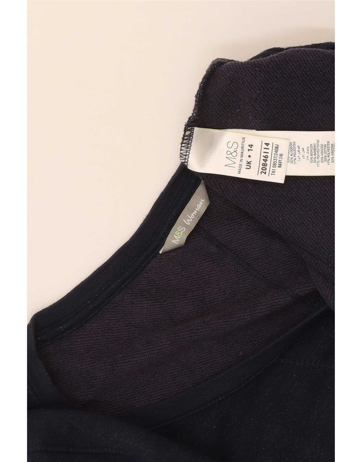Marks & Spencer Damen-Top, 3/4-Ärmel, UK-Größe 14, mittlere Marineblau-Viskose