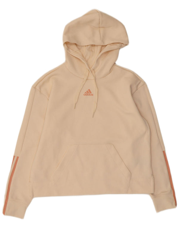 Adidas Damen Übergroßer Kapuzenpullover UK 8/10 Small Beige Baumwolle
