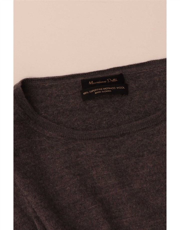 Massimo Dutti Mädchen-Pullover mit U-Boot-Ausschnitt, 7–8 Jahre, graue Wolle
