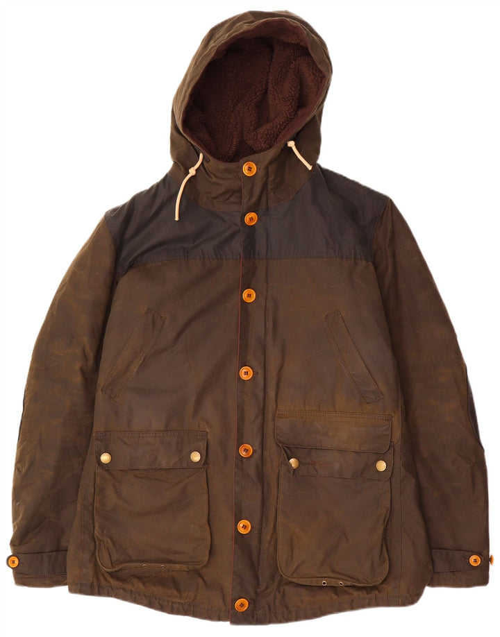 Barbour Herren-Jacke aus gewachster Baumwolle mit Kapuze, UK 40, Größe L, Braun
