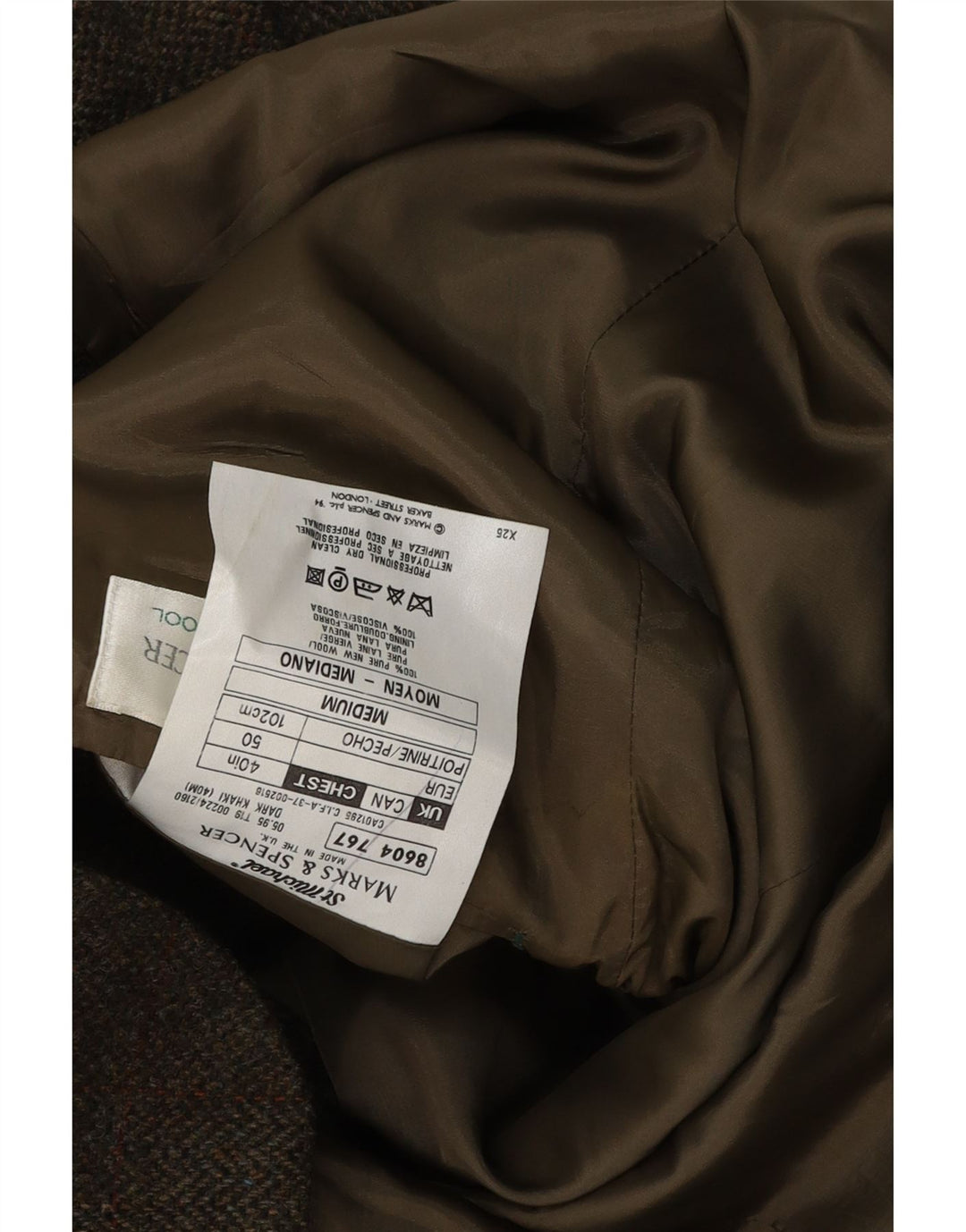 Marks & Spencer Herren-Blazer mit 2 Knöpfen, Gr. 40, groß, Khaki, kariert