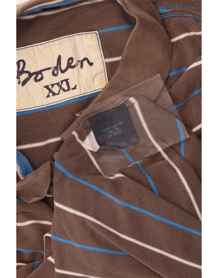 Boden Herren-Poloshirt 2XL, grau gestreift, Baumwolle