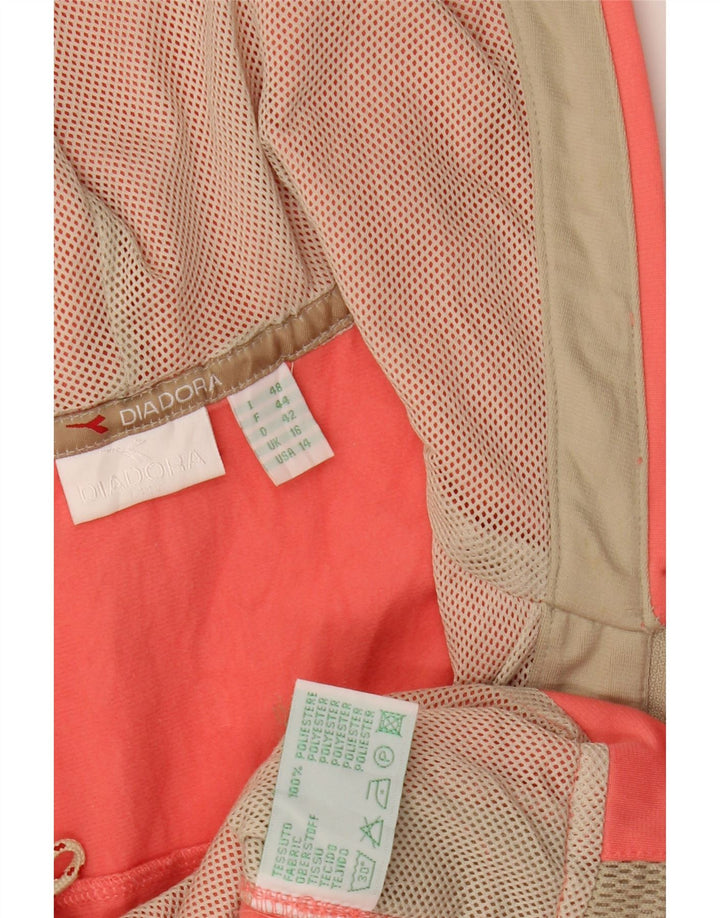 DIADORA Damen-Trainingsanzug mit Kapuze, Top-Jacke, UK 16, Größe L, Rosa, Farbblock