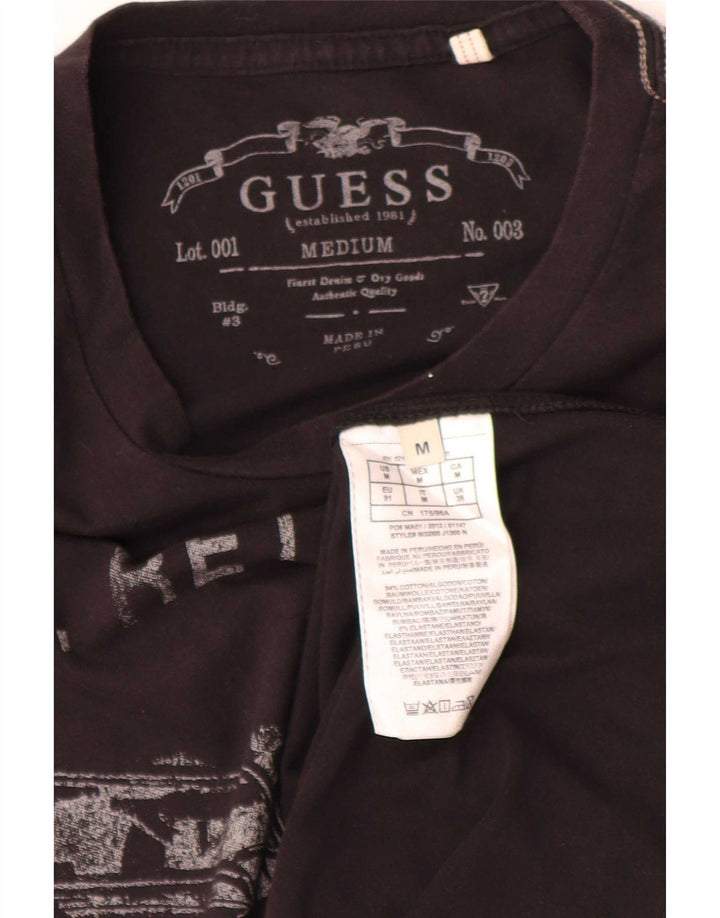 Guess Herren-T-Shirt mit normaler Grafik, mittelschwarze Baumwolle