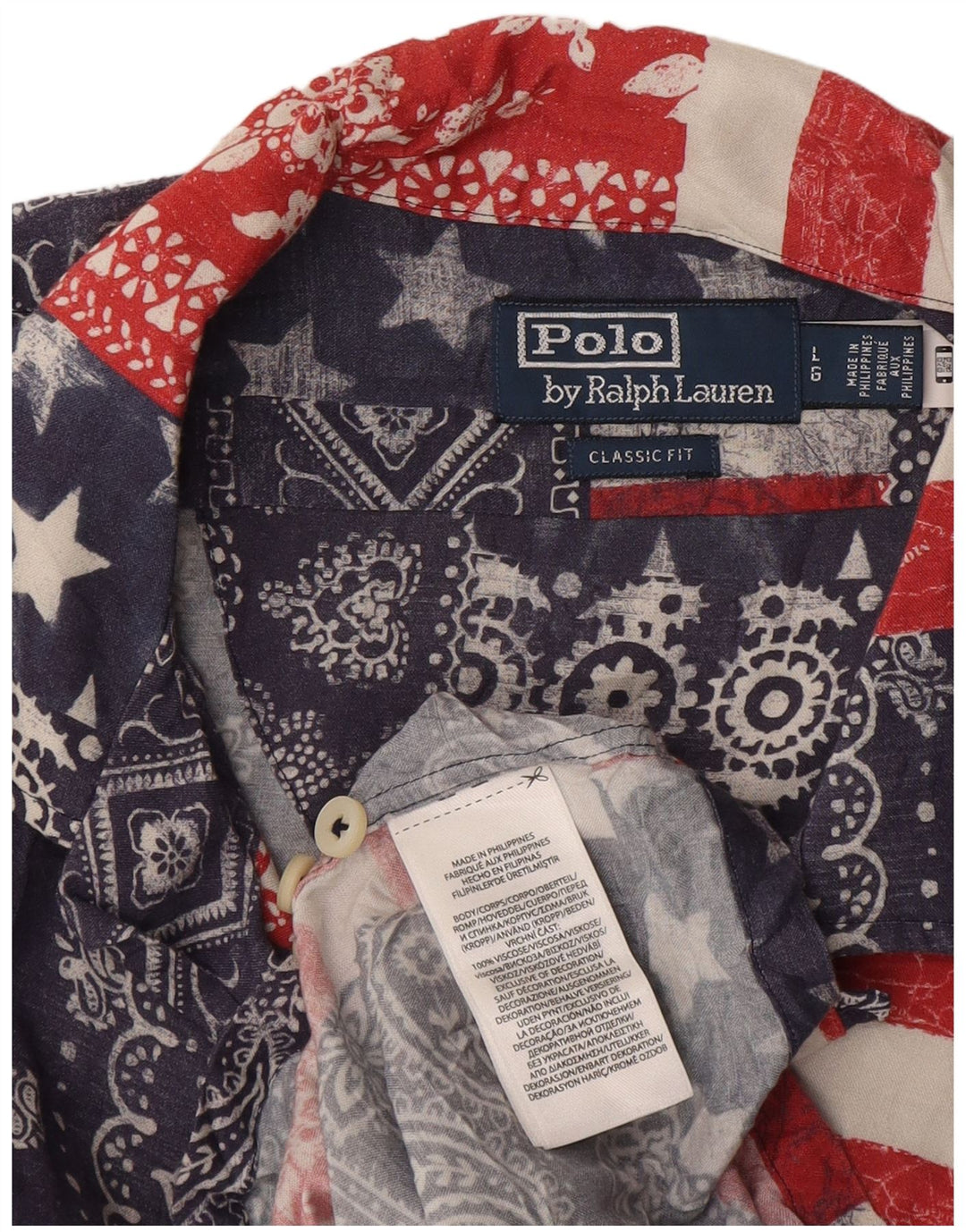 Polo Ralph Lauren Herren-Kurzarmhemd, groß, Marineblau, Patchwork