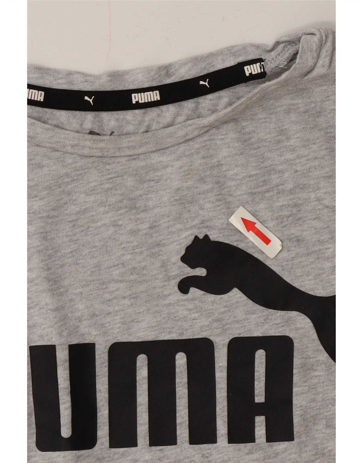 Puma Womens Graphic T-Shirt Top UK 14 Mittelgrau gefleckte Baumwolle