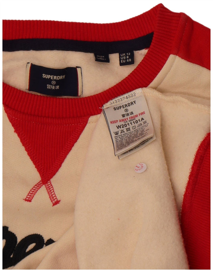 Superdry Damen-Sweatshirt-Pullover UK 12 Medium Off White Colourblock