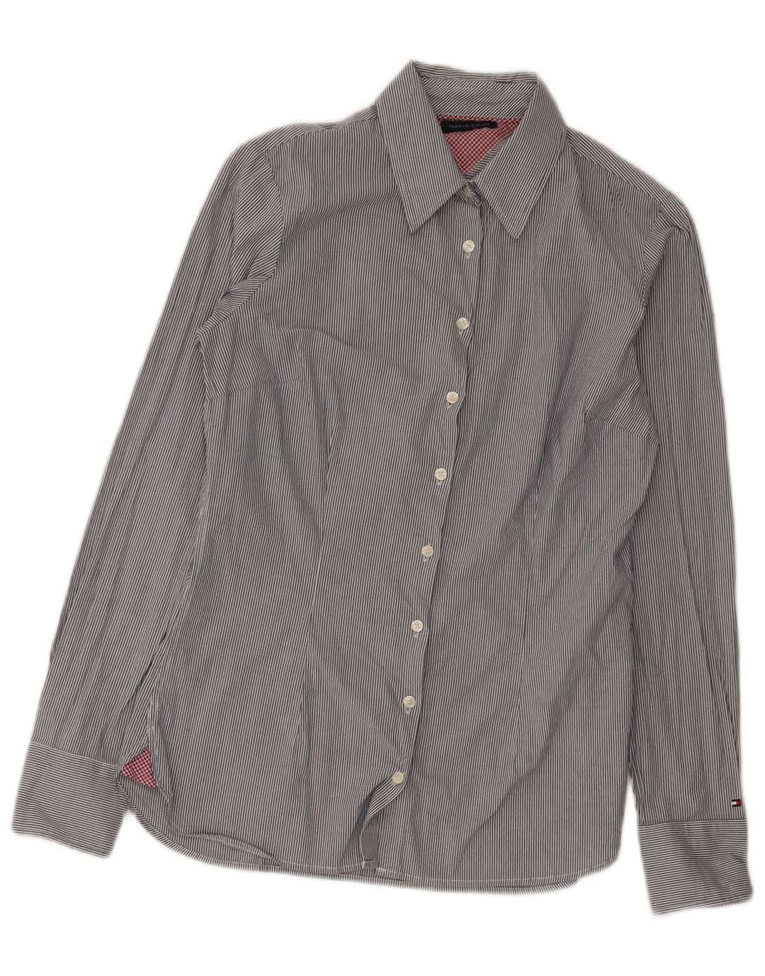 Tommy Hilfiger Damenhemd US 6 mittelgraue Nadelstreifen-Baumwolle