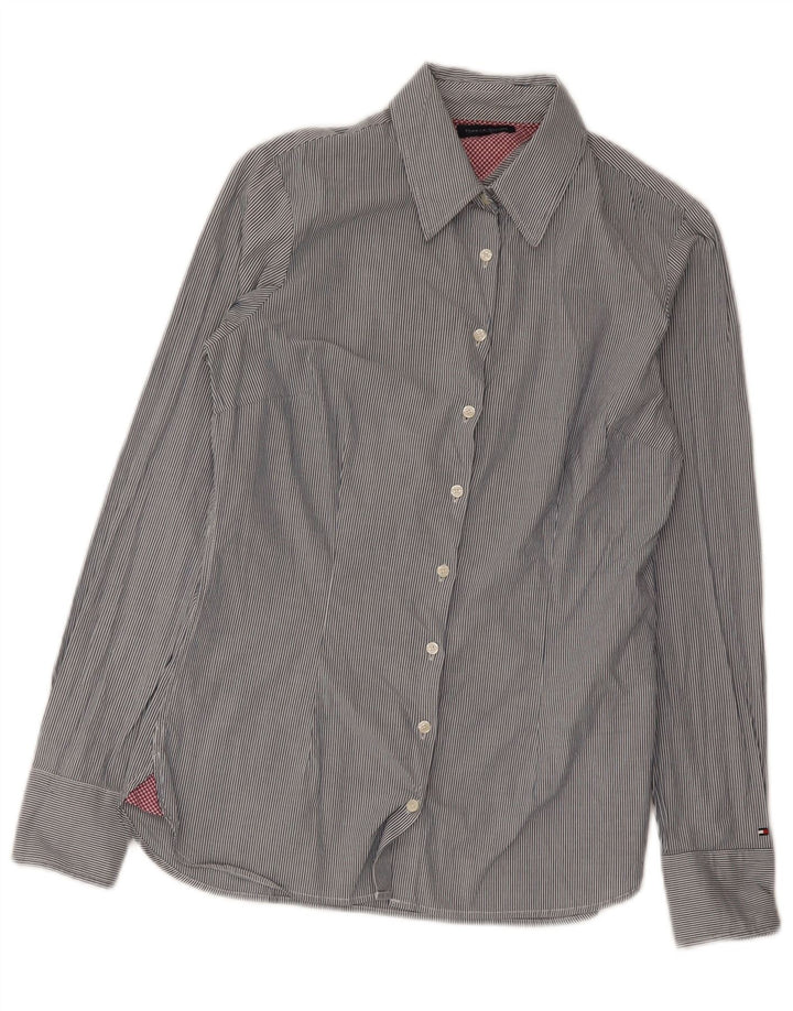 Tommy Hilfiger Damenhemd US 6 mittelgraue Nadelstreifen-Baumwolle