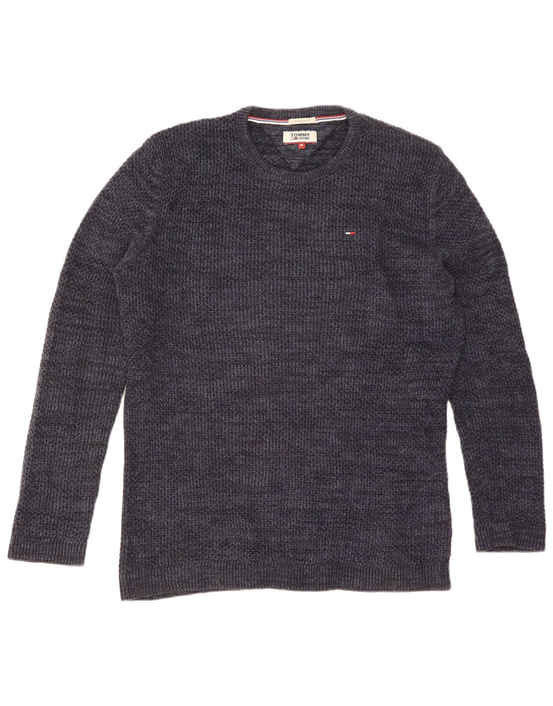 Tommy Hilfiger Herren-Pullover mit Rundhalsausschnitt, mittleres Marineblau meliert