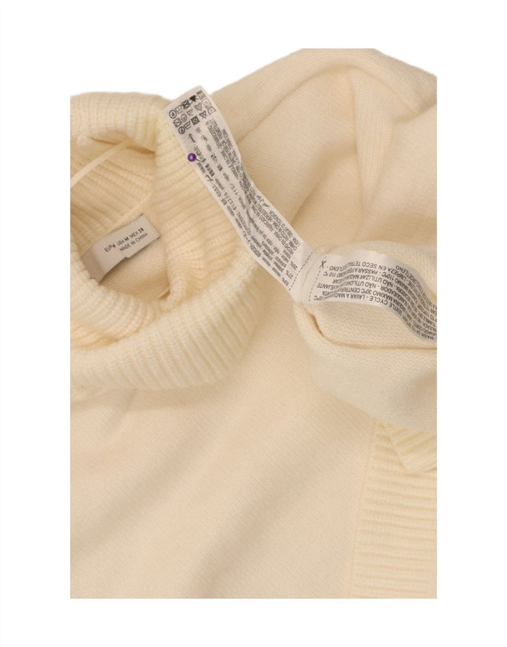 Zara Damen Crop Rollkragenpullover Pullover UK 14 Mittelweiße Viskose