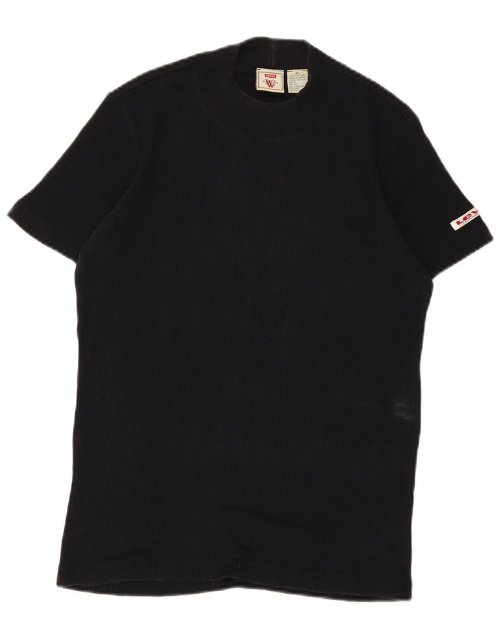Levi's Damen T-Shirt Top UK 12 Medium Schwarz Baumwolle