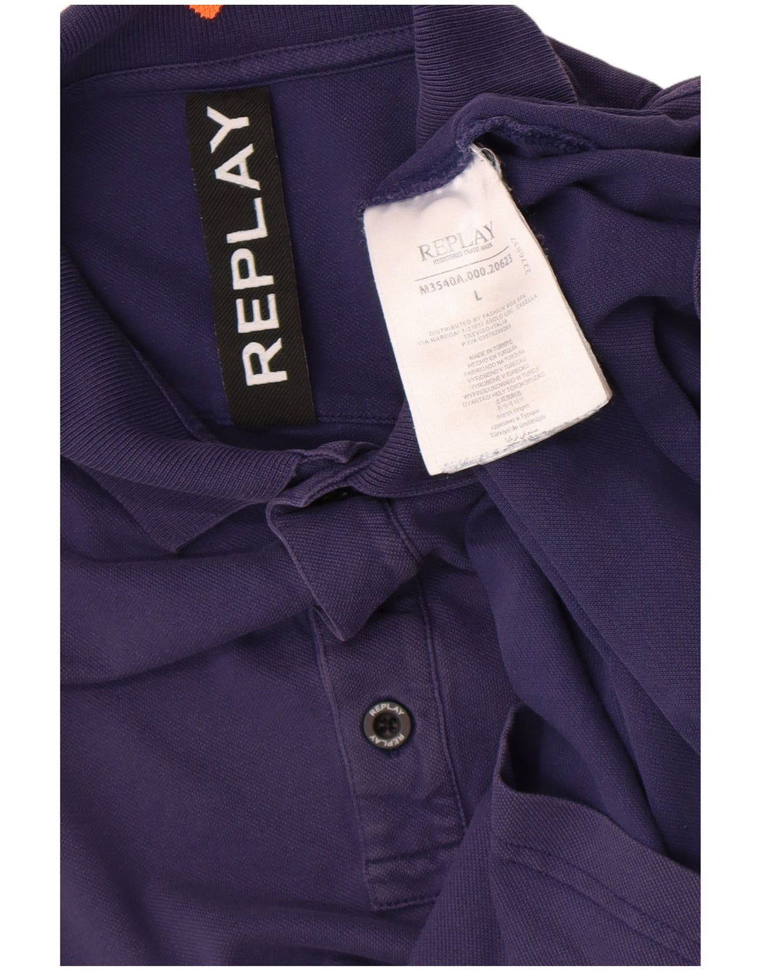 Replay Herren-Poloshirt, groß, marineblau, Baumwolle