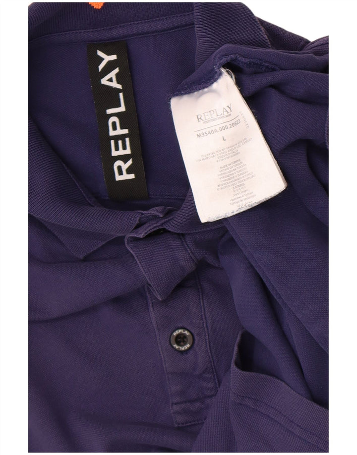 Replay Herren-Poloshirt, groß, marineblau, Baumwolle