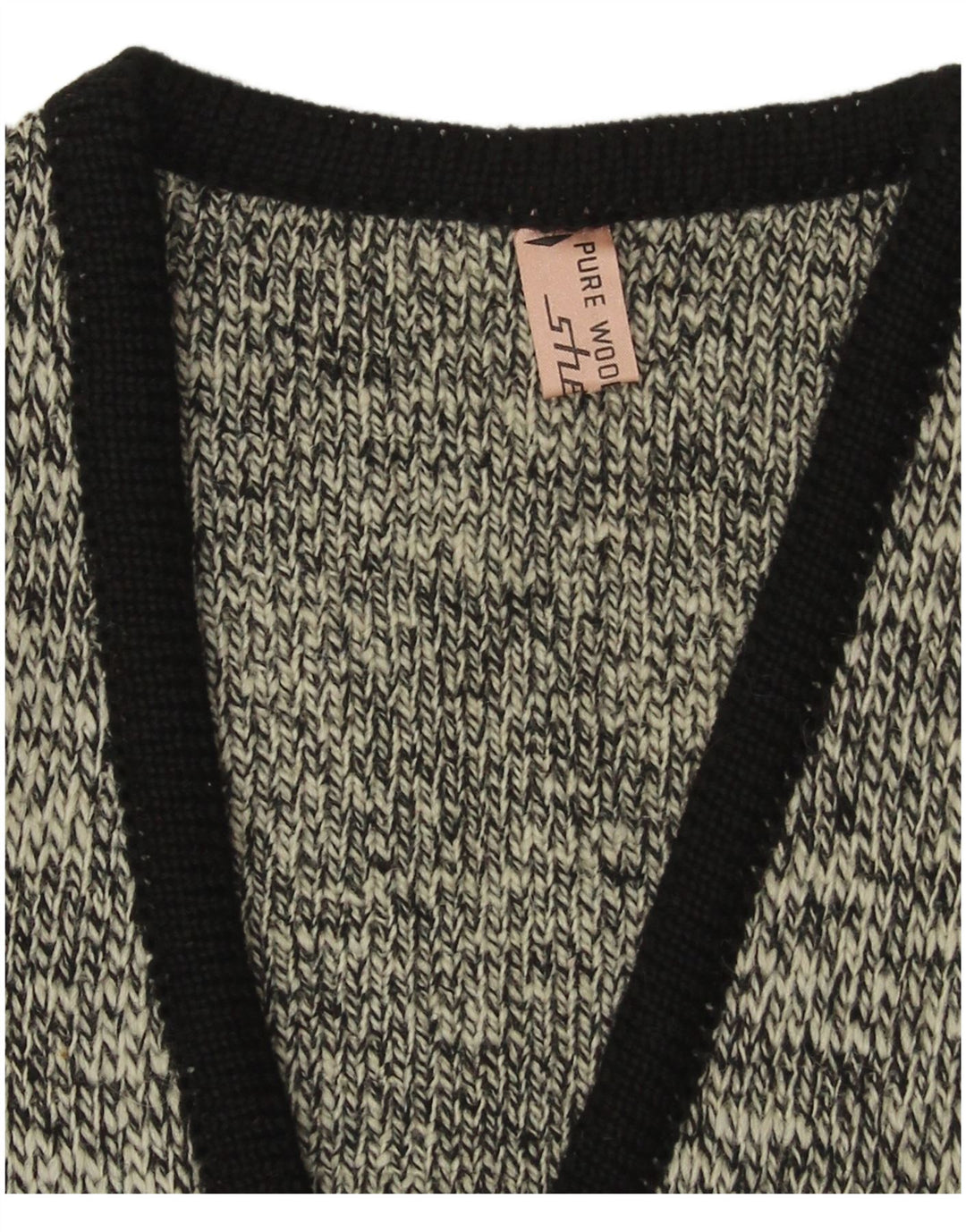 Shetland Herren-Pullover mit V-Ausschnitt, klein, marineblau gefleckte Schurwolle