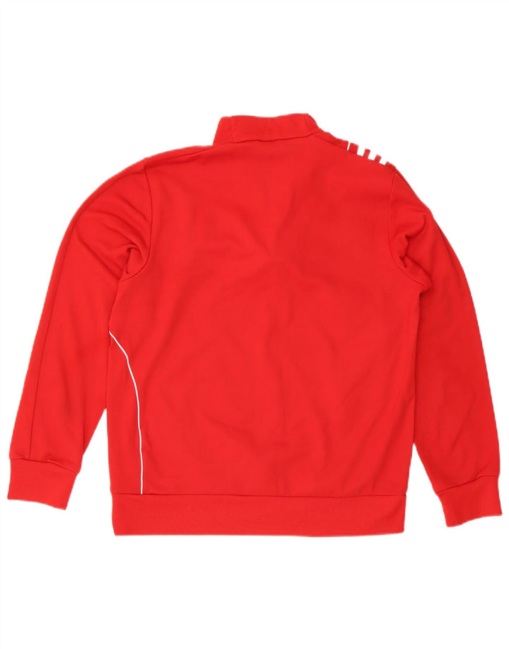 Adidas Herren-Sweatshirt mit Reißverschluss am Hals, Mittelrotes Polyester