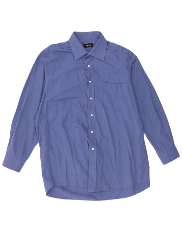 Hugo Boss Herrenhemd Größe 43 17 XL Blaue Baumwolle