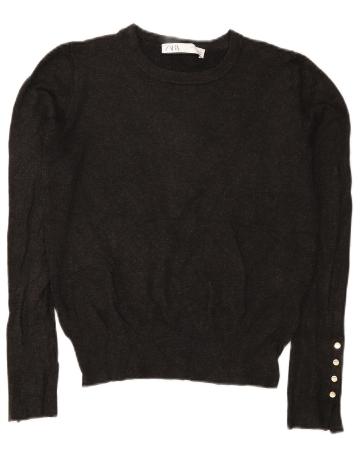 Zara Damen-Pullover mit U-Boot-Ausschnitt, Gr. 10, Größe S, Grau