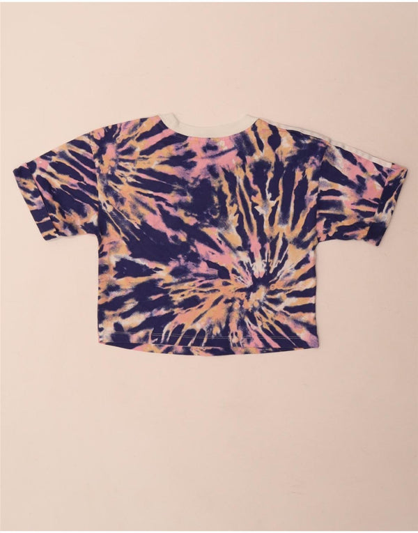 Adidas Damen Crop Graphic T-Shirt Top UK 12 Medium Mehrfarbig Tie Dye