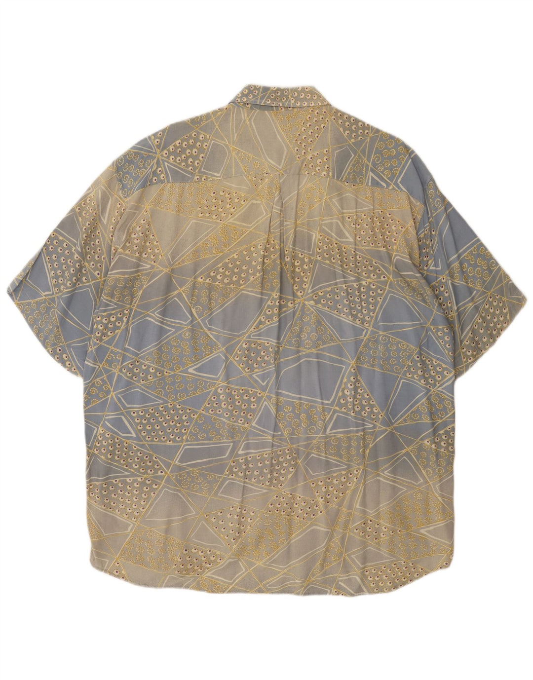 MAC FASHION Herren-Kurzarmhemd, groß, blau, geometrisch