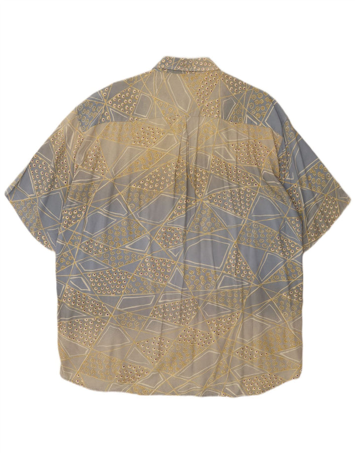 MAC FASHION Herren-Kurzarmhemd, groß, blau, geometrisch