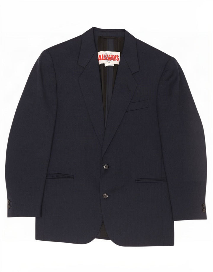 Vintage Herren 2-Knopf-Blazer-Jacke IT 48 Mittelmarineblaue Schurwolle