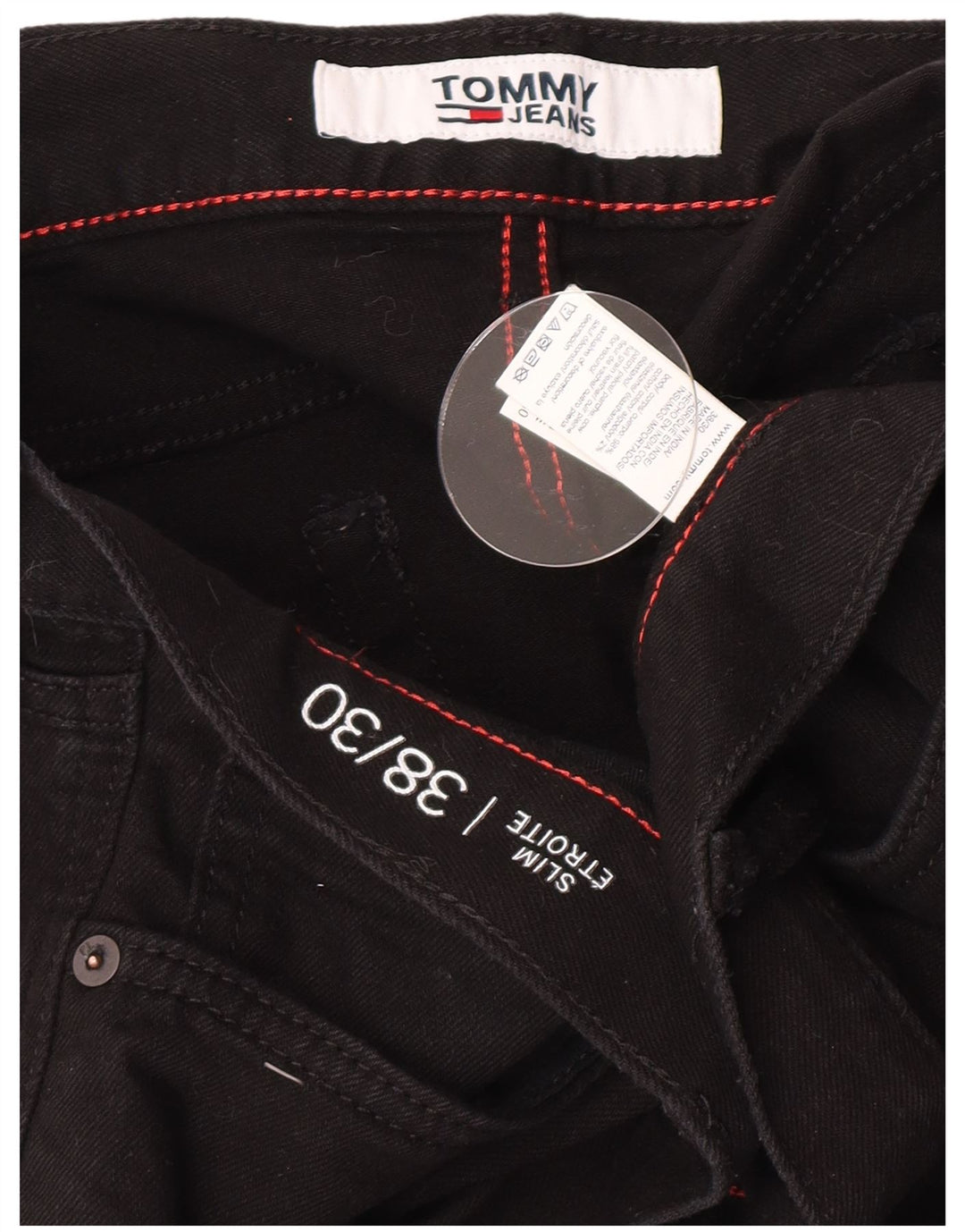 Tommy Hilfiger Herren Slim Jeans W38 L30 Schwarz Baumwolle
