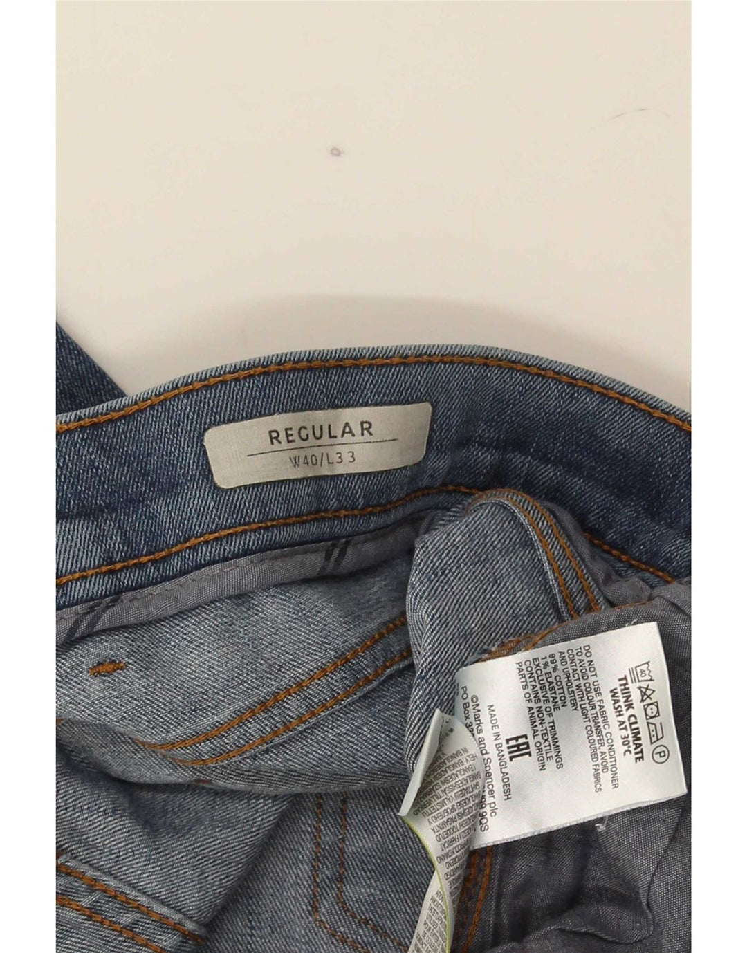Marks & Spencer Herren-Jeans, normale Passform, gerade Passform, W40, L33, Blau, Baumwolle