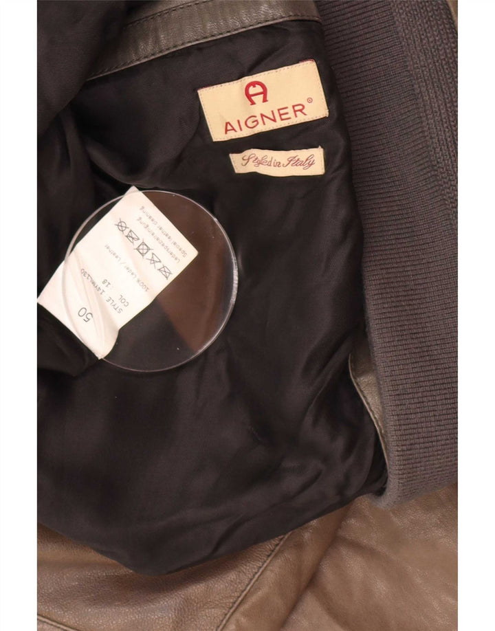Aigner Herren Bomber Lederjacke IT 50 Large Braun