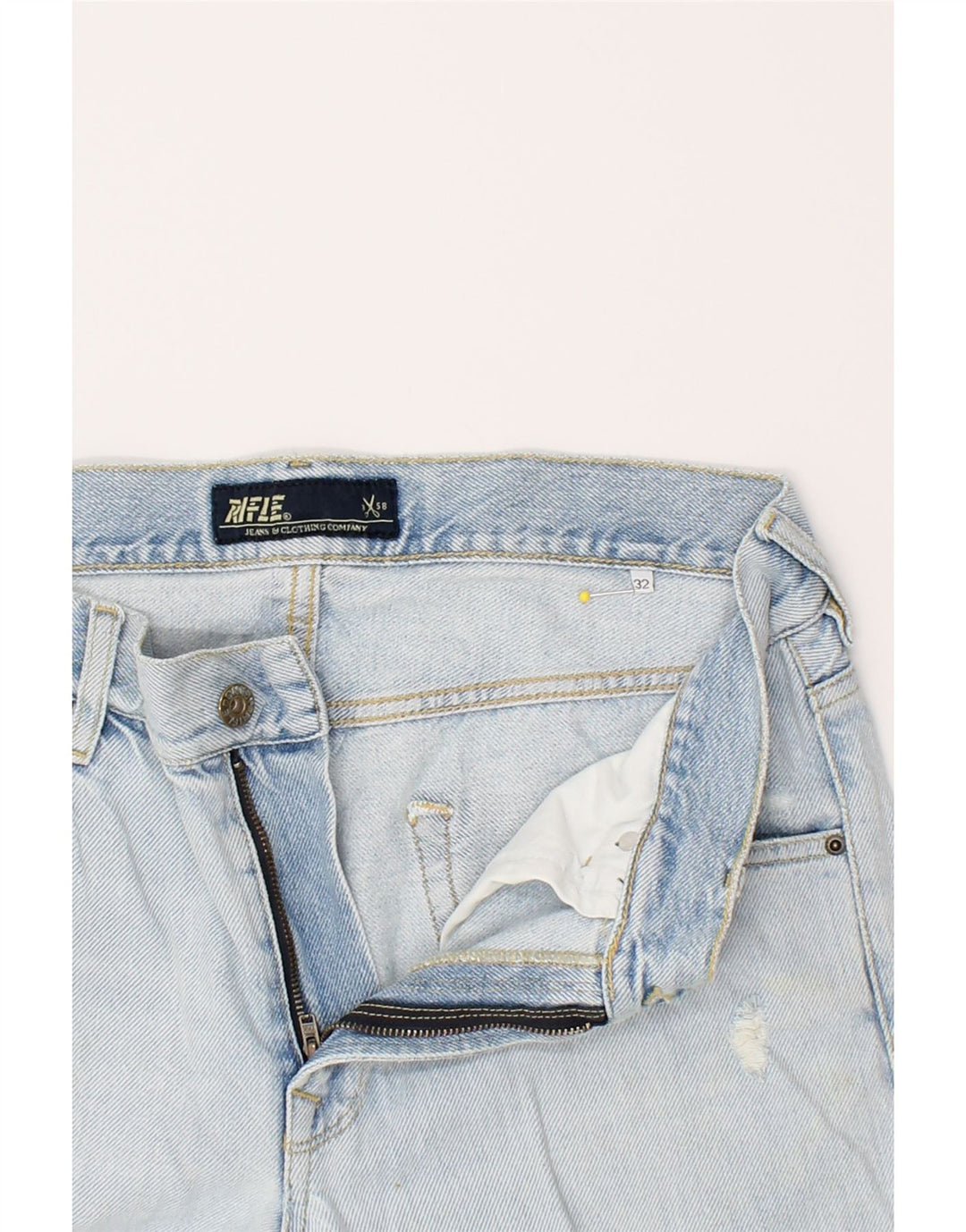 RIFLE Mens Distressed Slim Jeans W32 L33 Blue Cotton Vintage Rifle and Second-Hand Rifle from Messina Hembry 