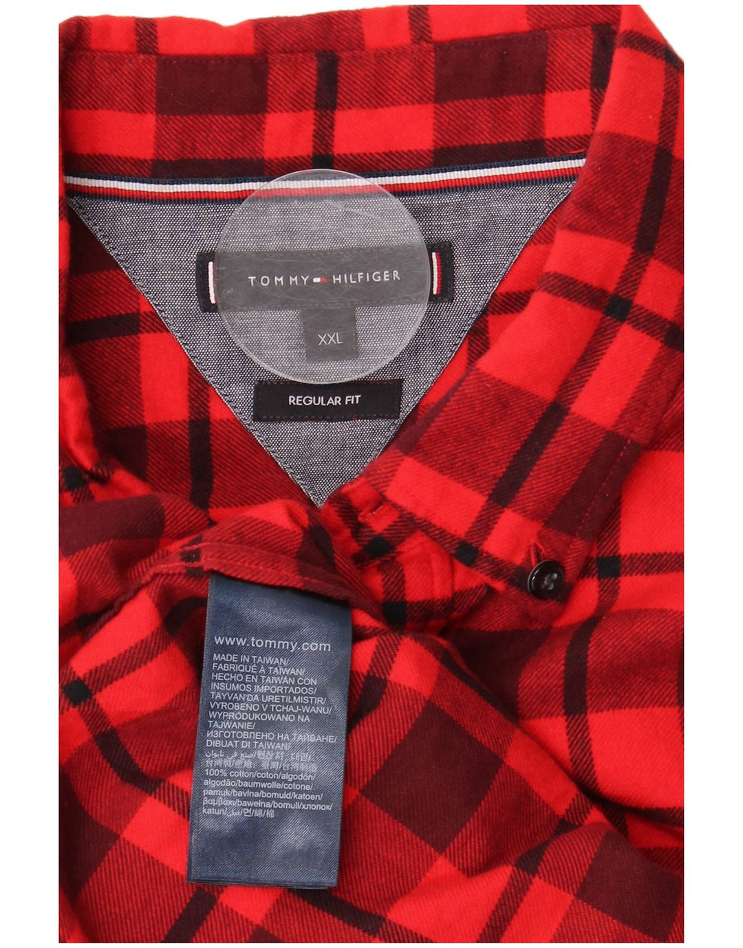 TOMMY HILFIGER Herren-Flanellhemd mit normaler Passform, 2XL, rot kariert, Baumwolle