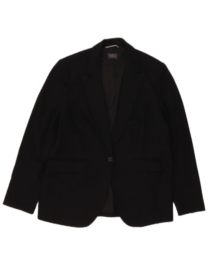 Marks & Spencer Damen-Blazerjacke mit 1 Knopf, UK 16, Größe L, Schwarz, Polyester