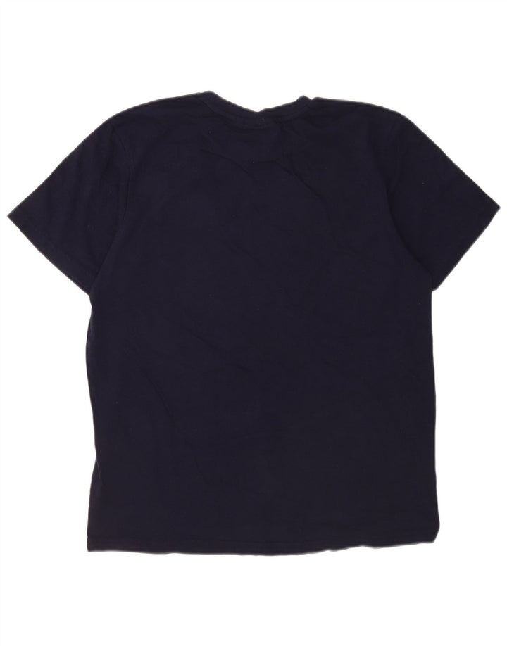 Fila Herren Grafik-T-Shirt-Oberteil aus mittelblauer, marineblauer Colourblock-Baumwolle