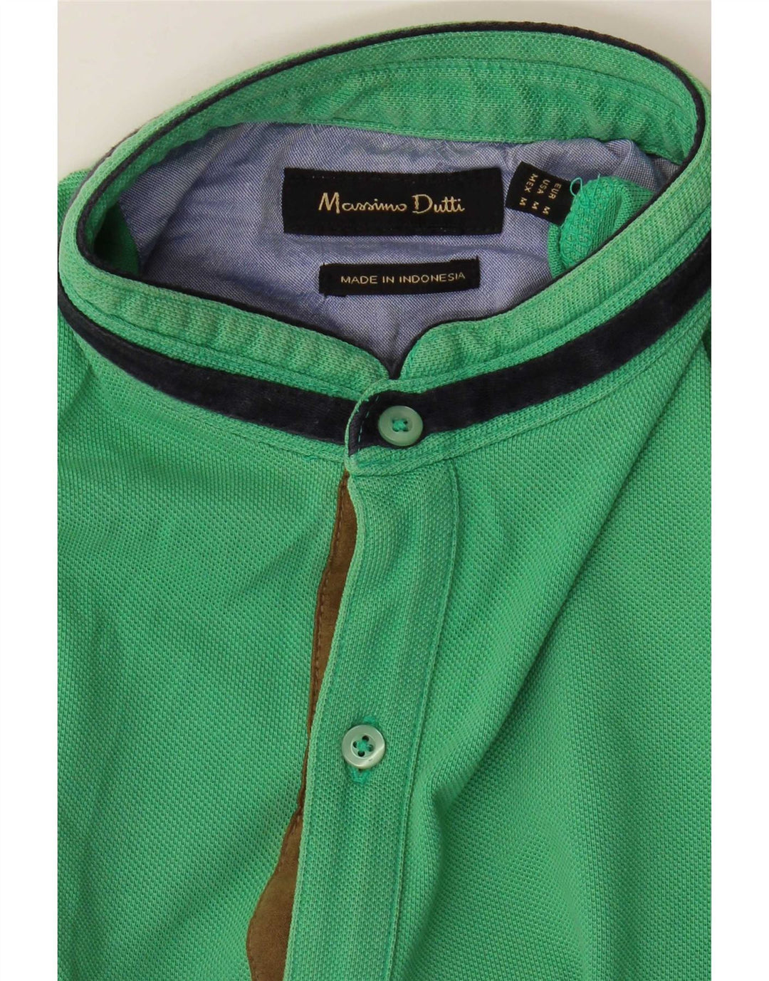 Massimo Dutti Herren-Poloshirt aus mittelgrün gestreifter Baumwolle