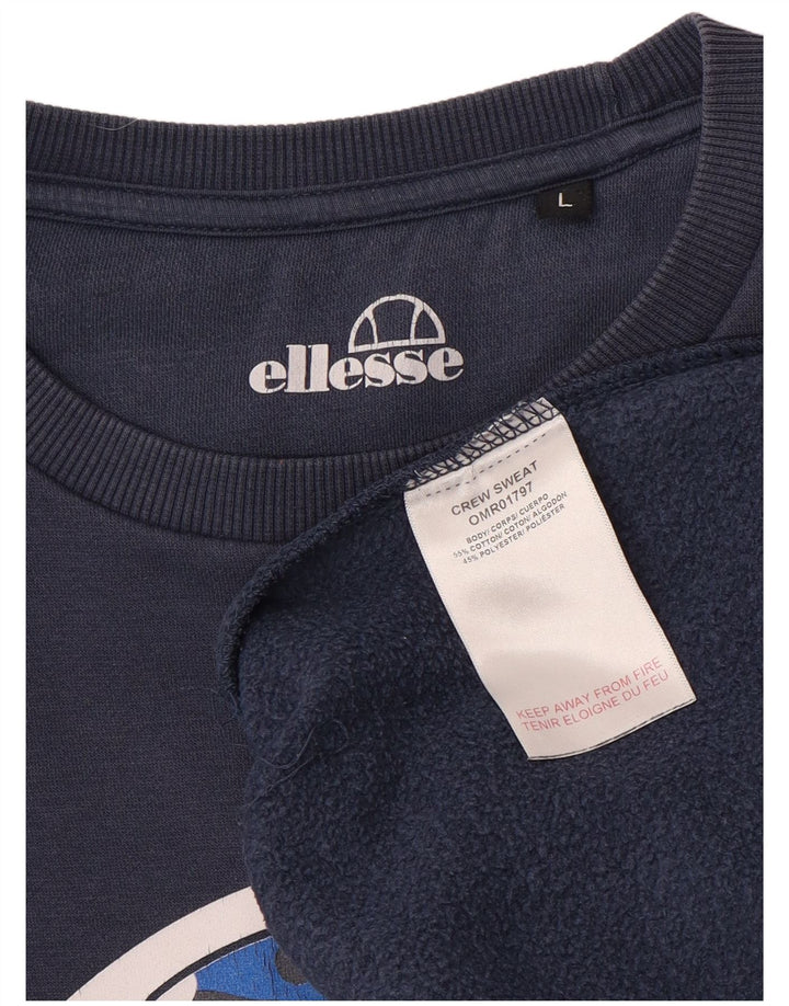 Ellesse Herren-Sweatshirt-Pullover, große marineblaue Baumwolle