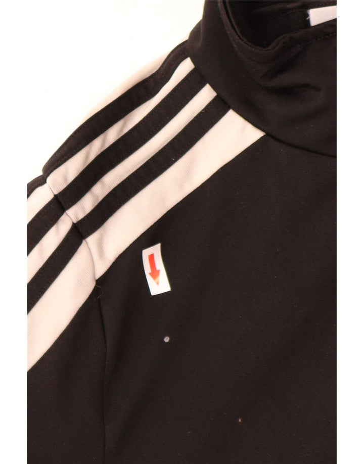 Adidas Damen-Trainingsanzug-Oberteiljacke UK 14 Mittelschwarzes Colourblock-Polyester